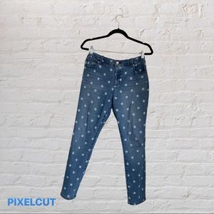 High Waisted Star Print Cropped Skinny Jeans